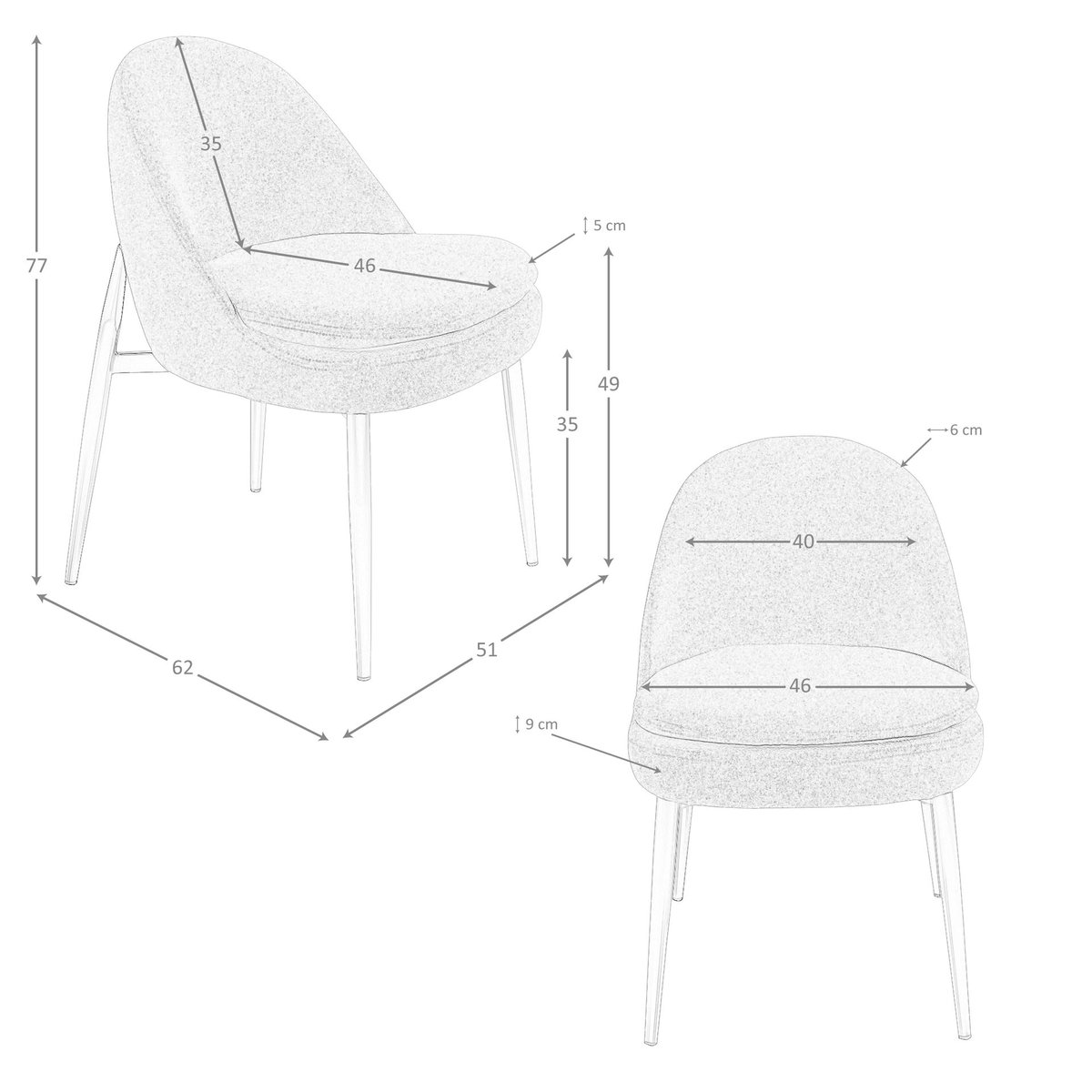 Chaise en tissu marron foncé | noir, ANGEL CERDA