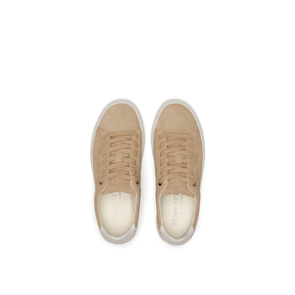 Baskets à semelles cuvette modèle Alfa en cuir nappa lisse marron, MARC O'POLO