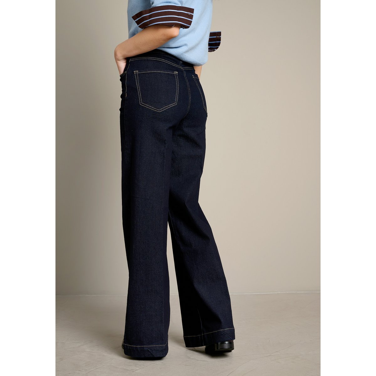 Jean large taille haute dark blue, LOLALIZA