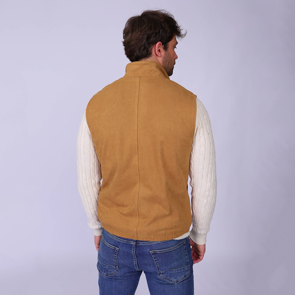 Veste suédine sans manches camel, MISE AU GREEN