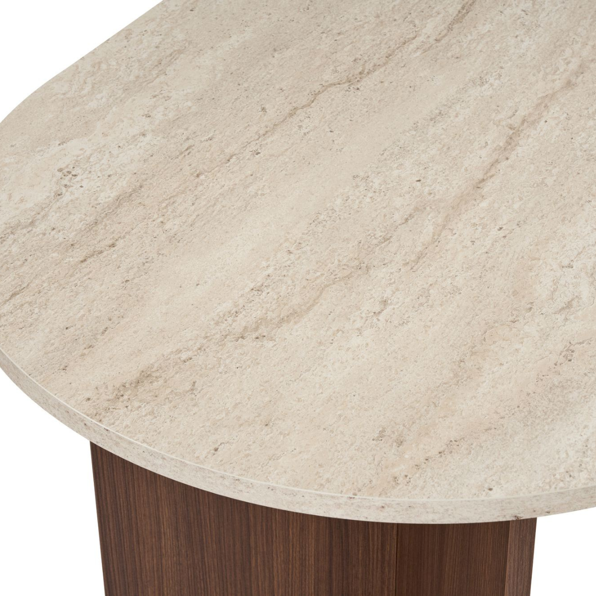 Table à manger avec bords arrondis - SABLE travertin/ noyer, CALICOSY
