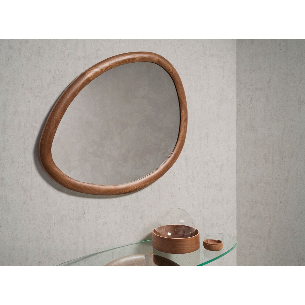 Miroir mural forme organique noyer noyer, ANGEL CERDA