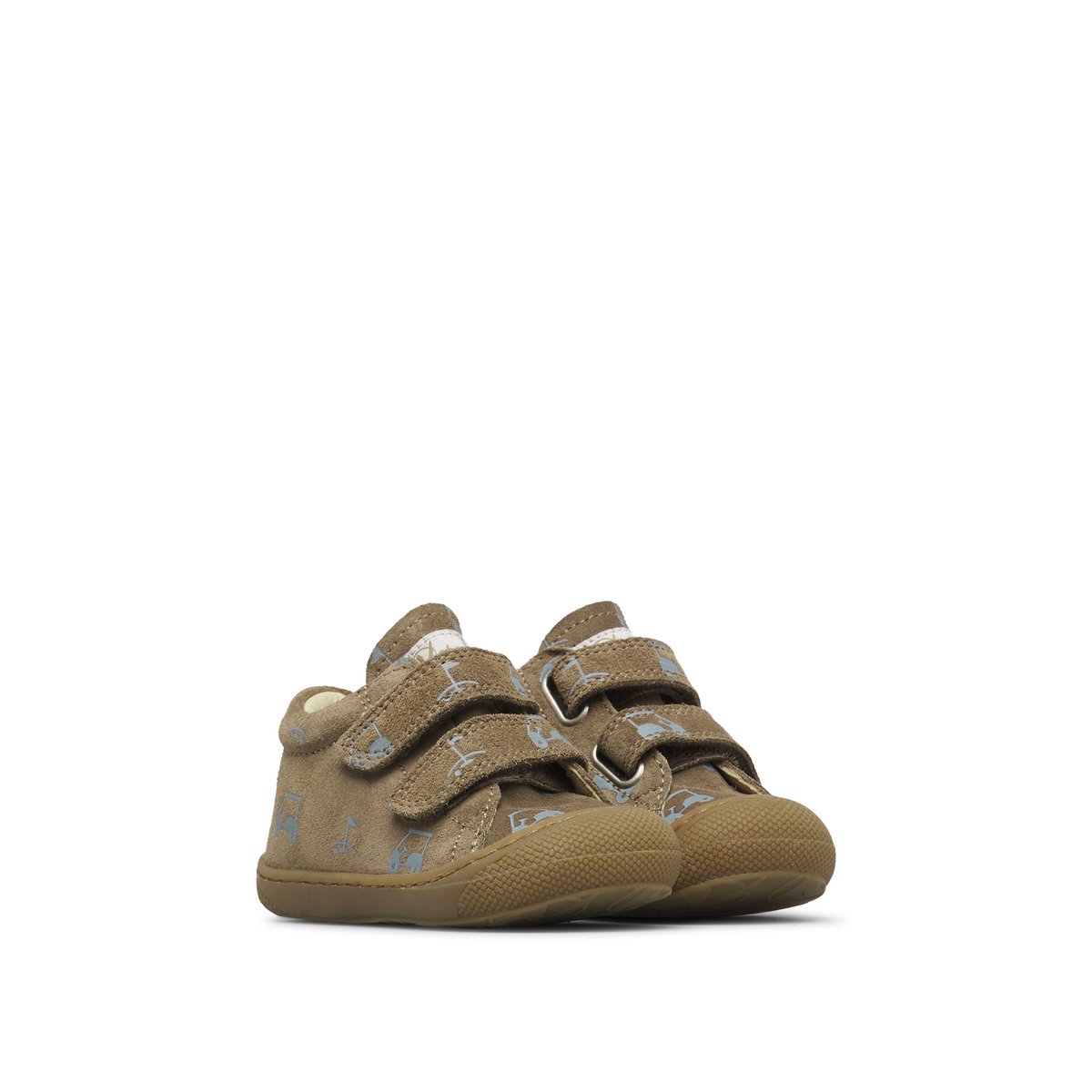 Chaussures premiers pas en suède COCOON VL marron-vert olive, NATURINO