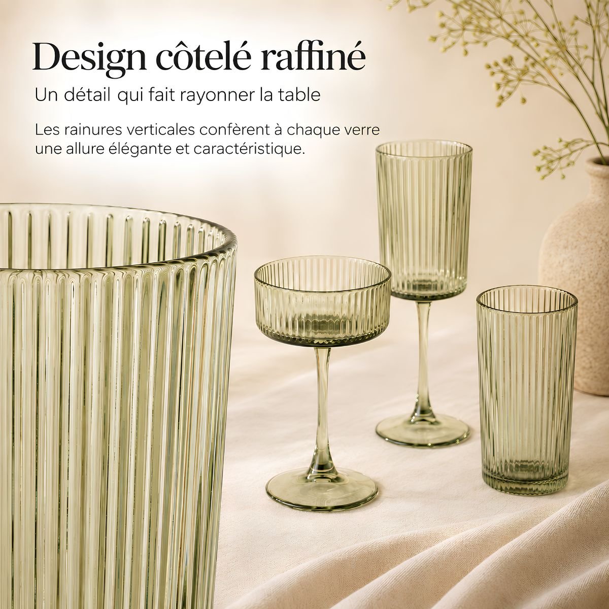 Verre à vin GRIGIO vert, MICA DECORATIONS