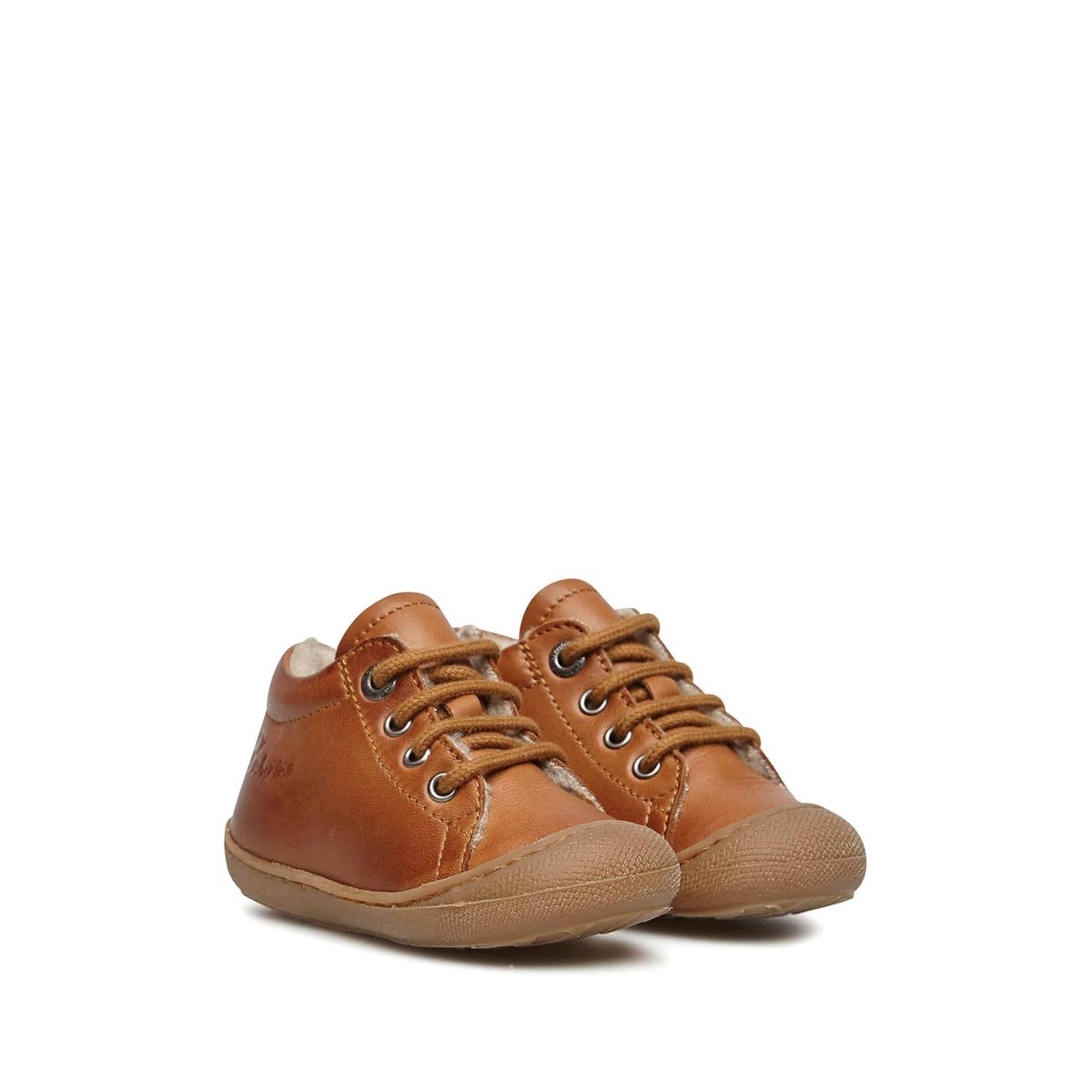 Chaussures premiers pas en cuir doublés en laine COCOON cognac, NATURINO