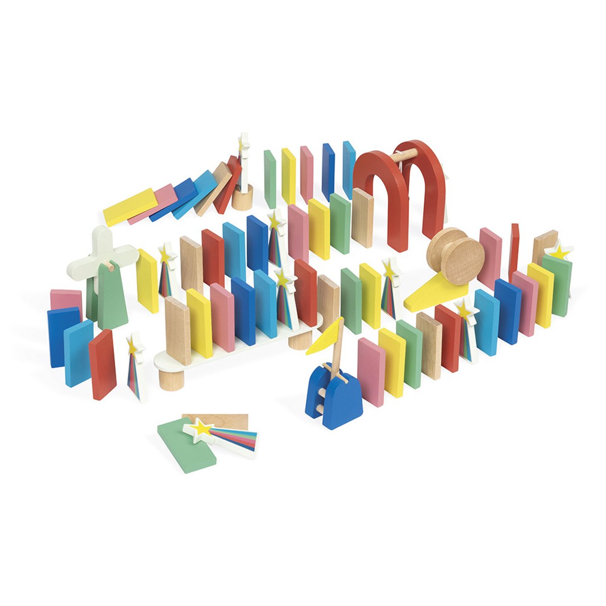 Jeu De Course Dominos Bois 100 Pièces couleur unique, JANOD