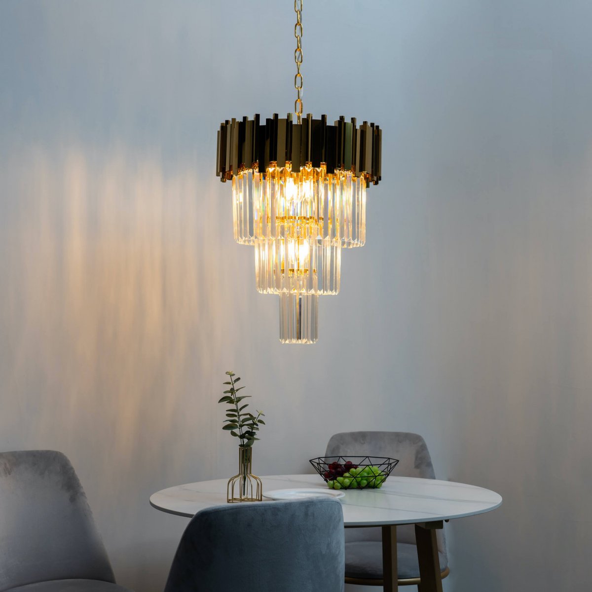 Suspension en cristal et métal - FRANCESCA doré / laiton, KOSILUM