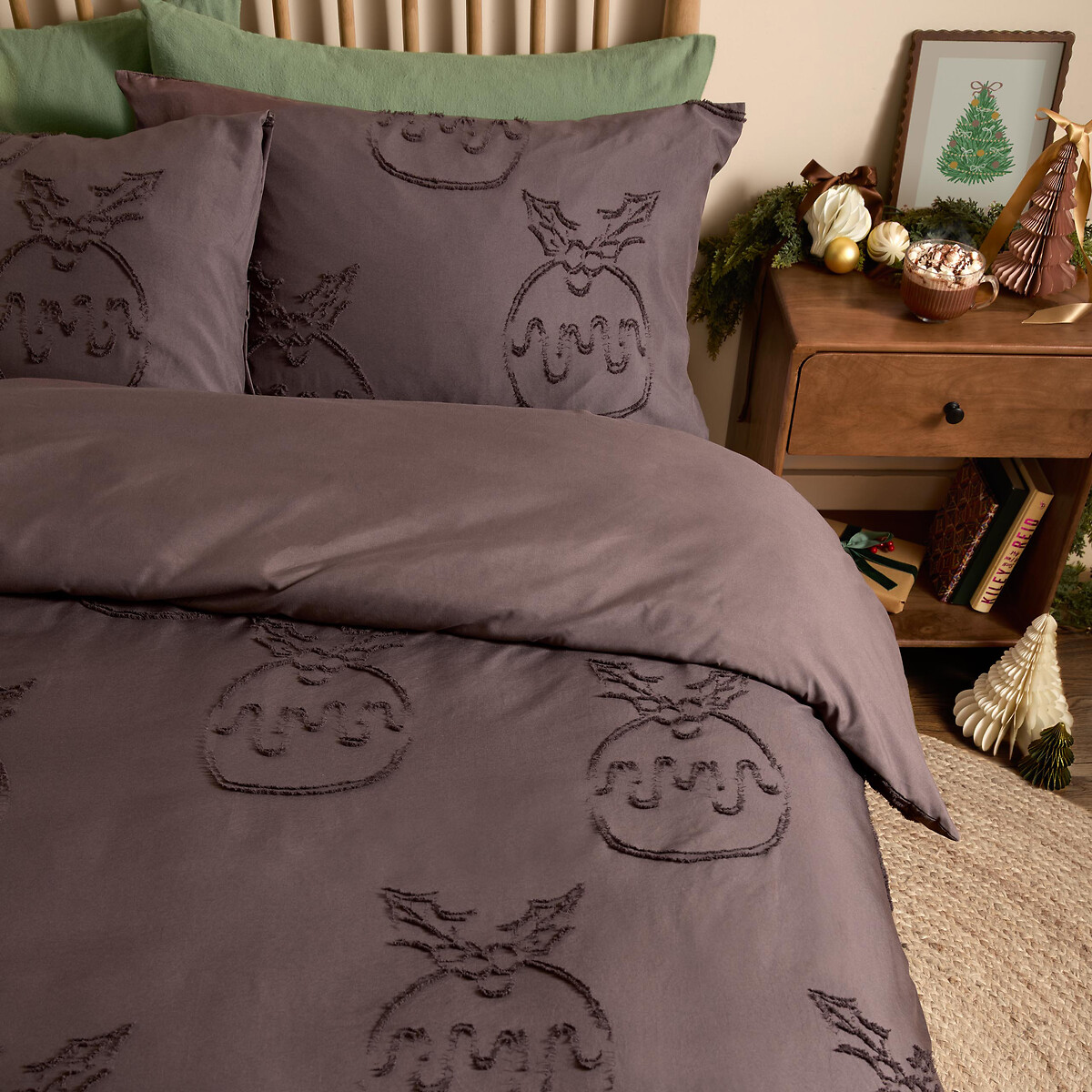 Pudding Soft Tufted Christmas Duvet Cover and Pillowcase Set chocolate, DUVET DAY