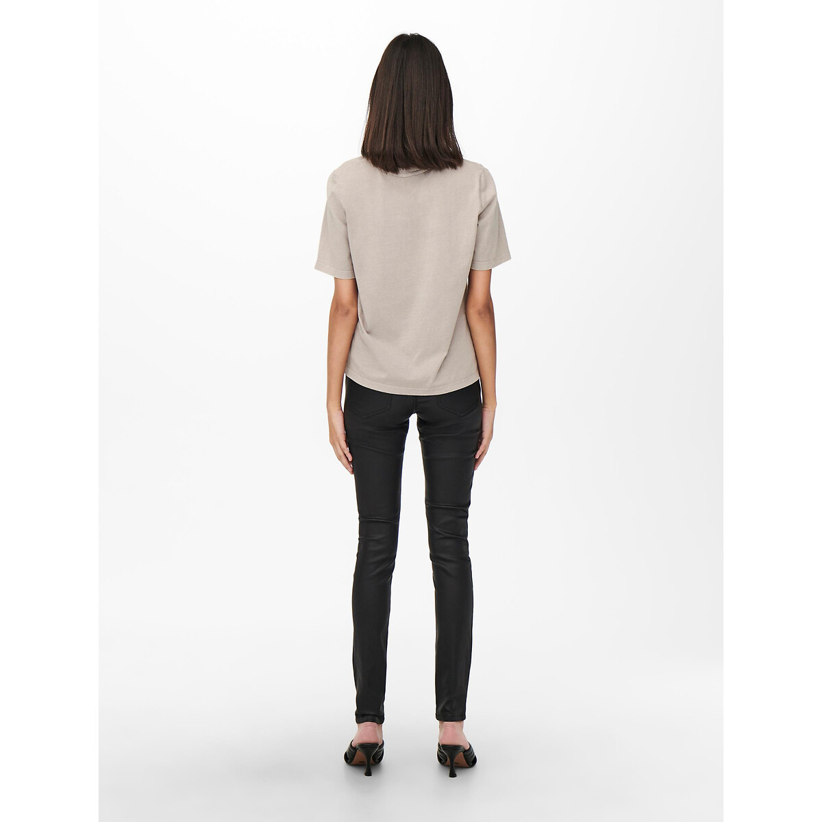Coated Skinny Trousers with High Waist black, JDY
