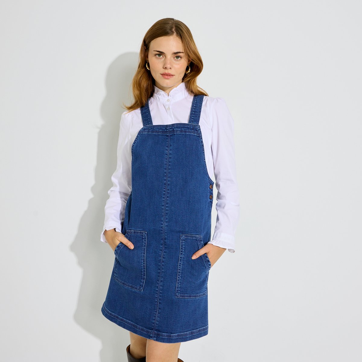 Robe chasuble en jean bleu stone, GRAIN DE MALICE