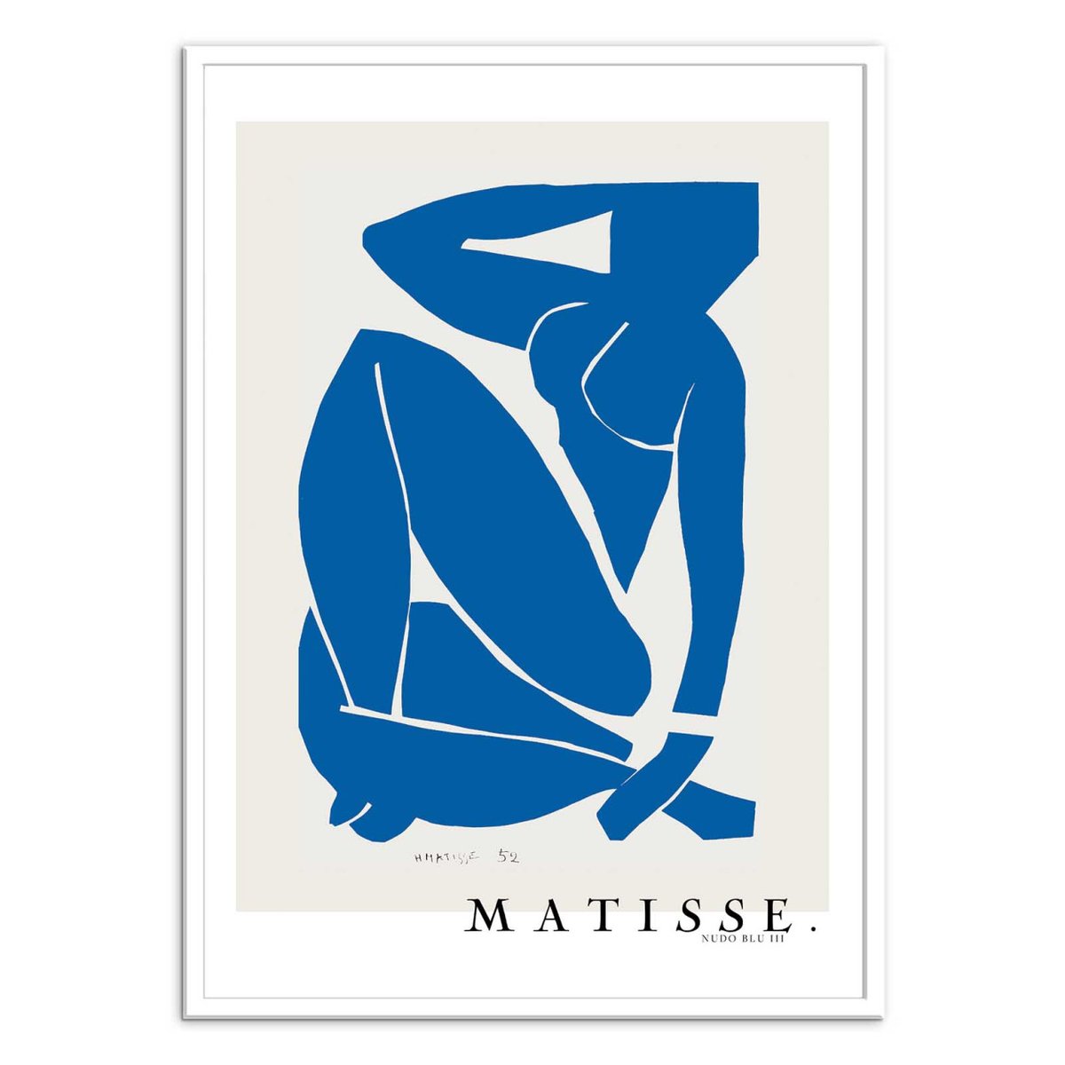 Affiche d'art - Nudo Blu III 1952 Boarder - Henri Matisse couleur unique, WALL EDITIONS
