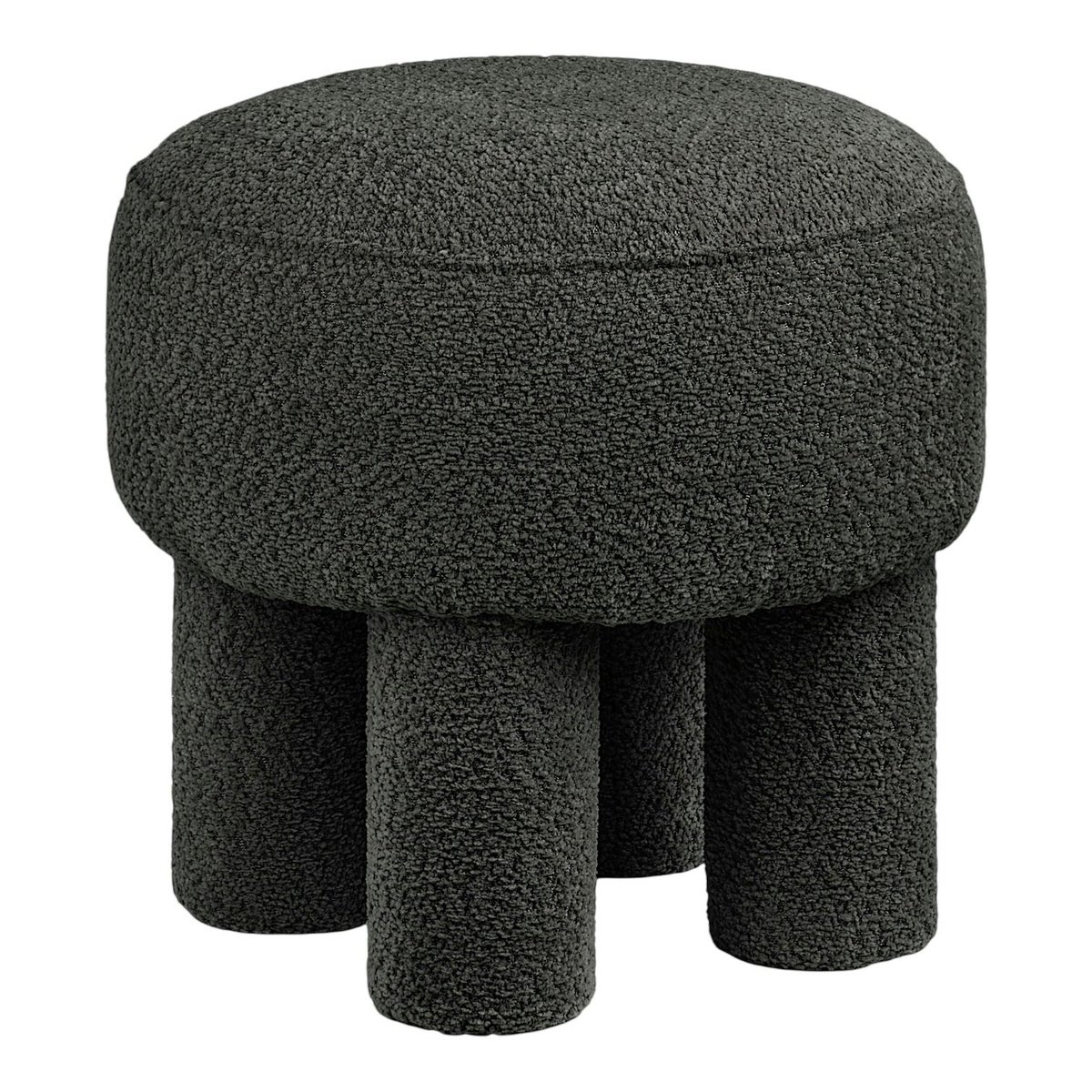Pouf bouclette gris charbon à pieds larges BERLIN anthracite, PIER IMPORT