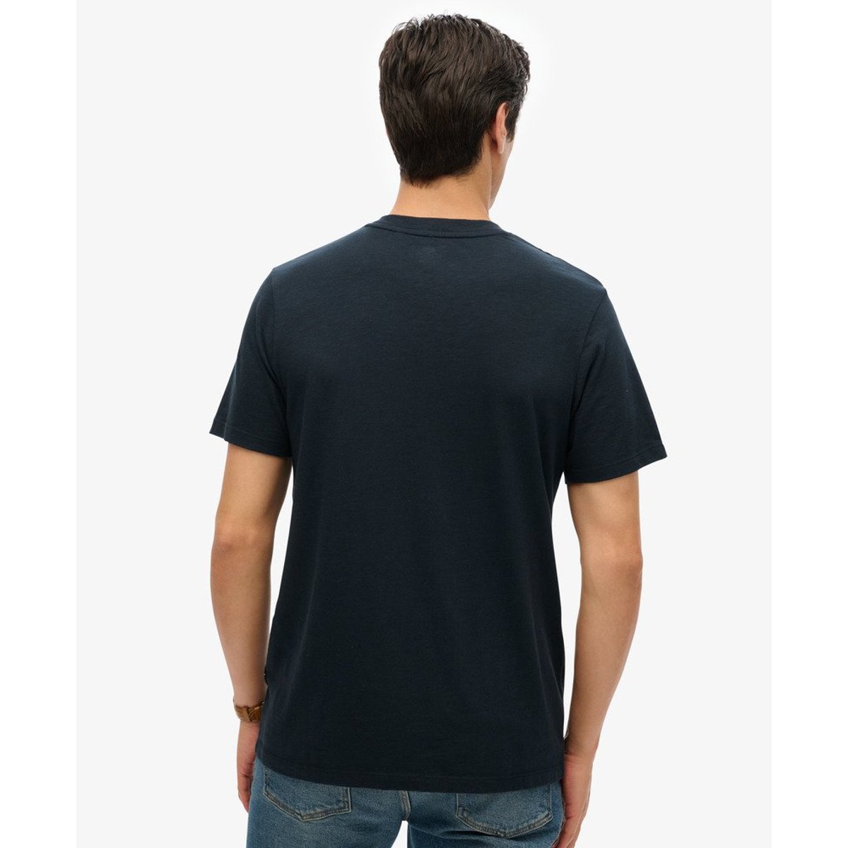 T-shirt col rond à imprimé bleu marine, SUPERDRY