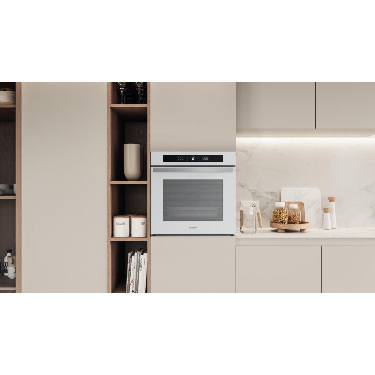 Four encastrable WOI4S8PM1SWAF - Pyrolyse, 6ème Sens, Air Fry, Cuisson Multi-niveaux Cook4, Blanc blanc, WHIRLPOOL