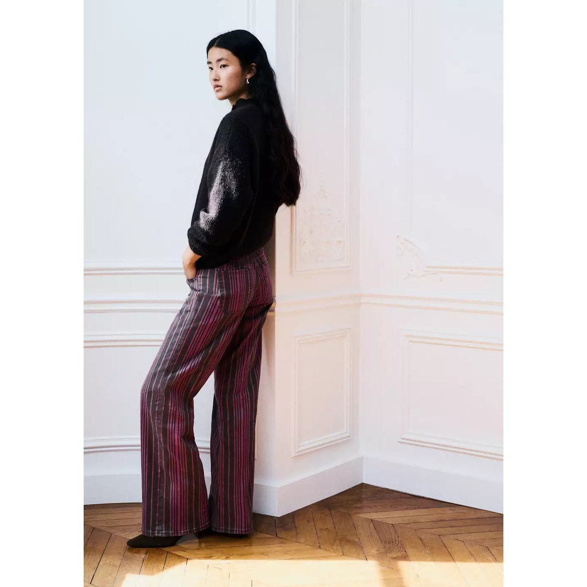 Jean straight-fit à rayures marron, MANGO TEEN