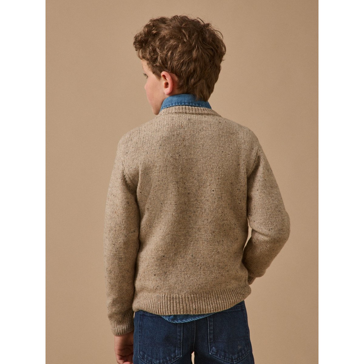 Pull jacquard avec laine beige, CYRILLUS