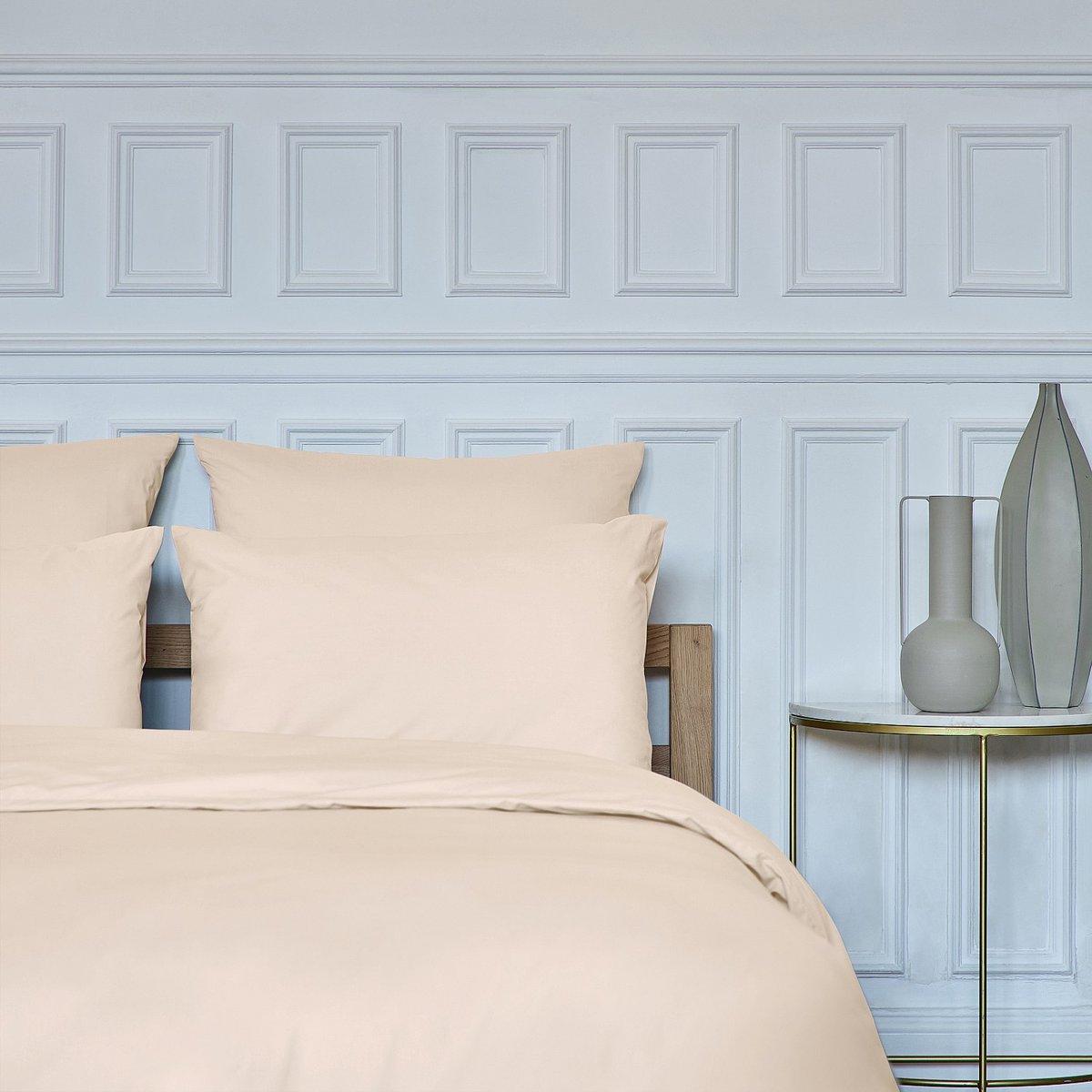 Housse de couette en percale de coton AMANCE ivoire, HABITAT