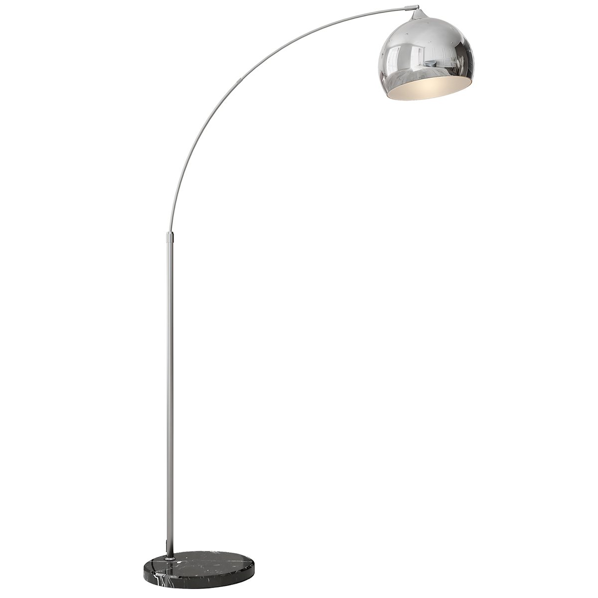 Lampadaire arc - lampadaire arceau courbé design - marbre noir métal gris, HOMCOM
