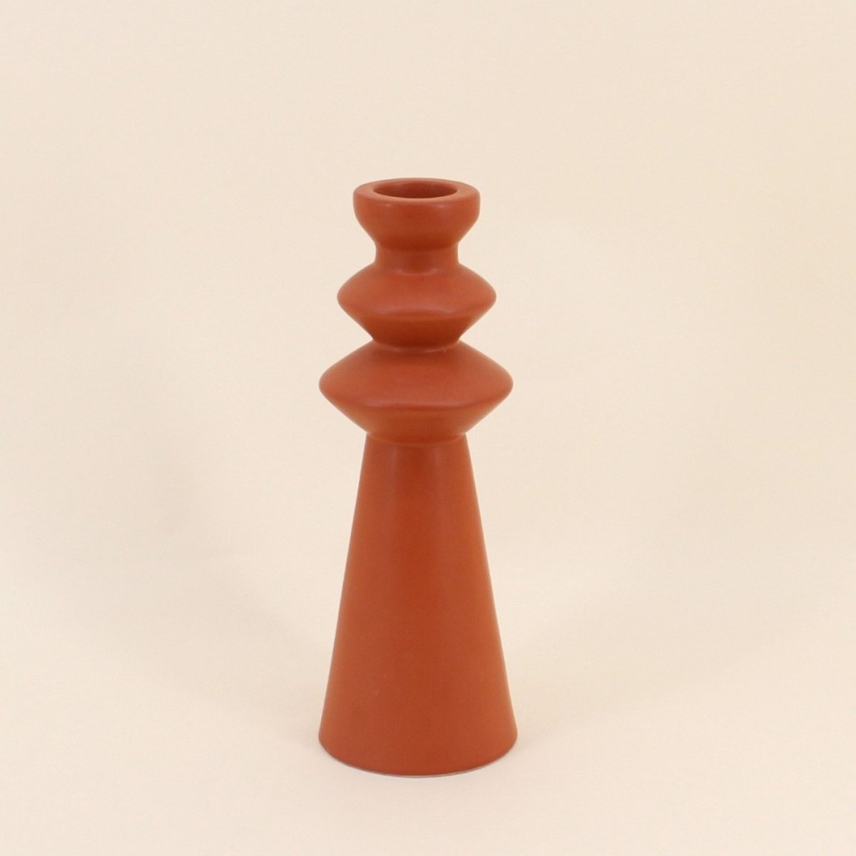 Bougeoir design en grès 30cm terracotta, ORNAMI