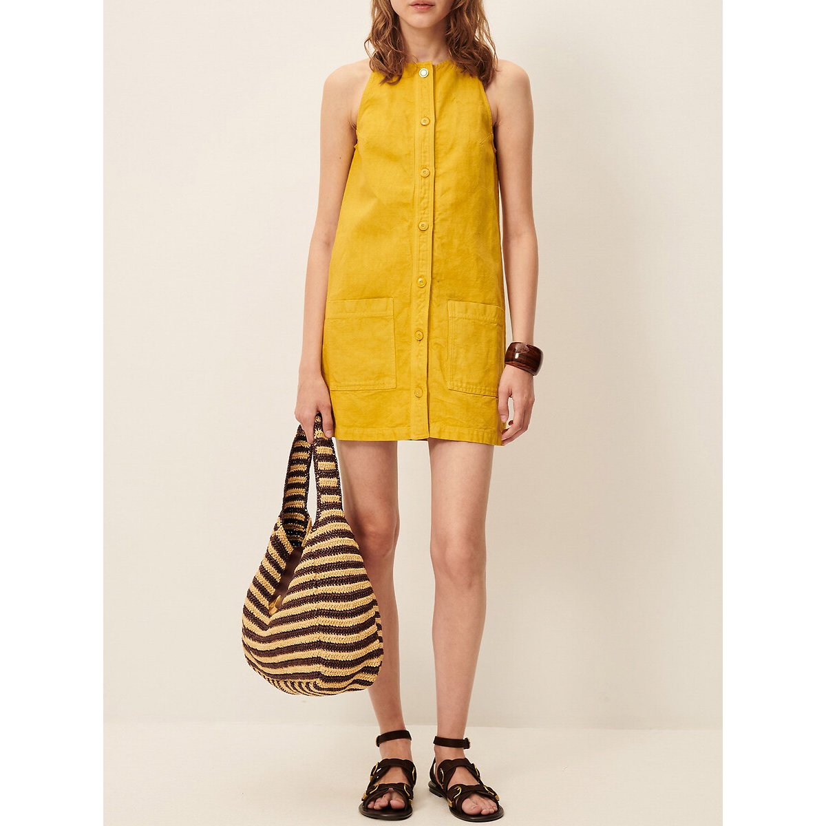 Robe chasuble courte sans manches, ONDINE jaune citron, SESSUN