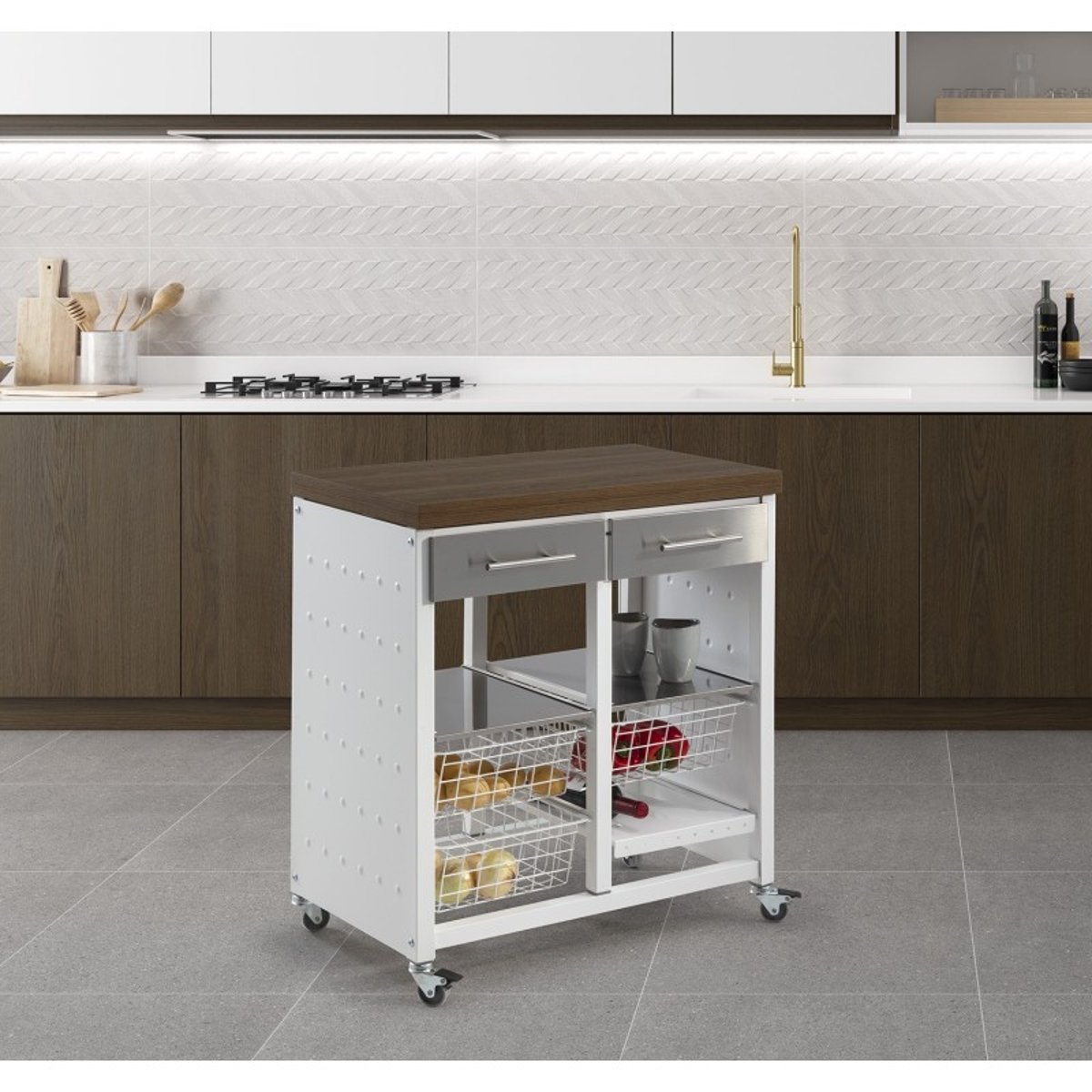Desserte de cuisine double convertible en table d'appoint, EKO cerisier le gard, DON HIERRO