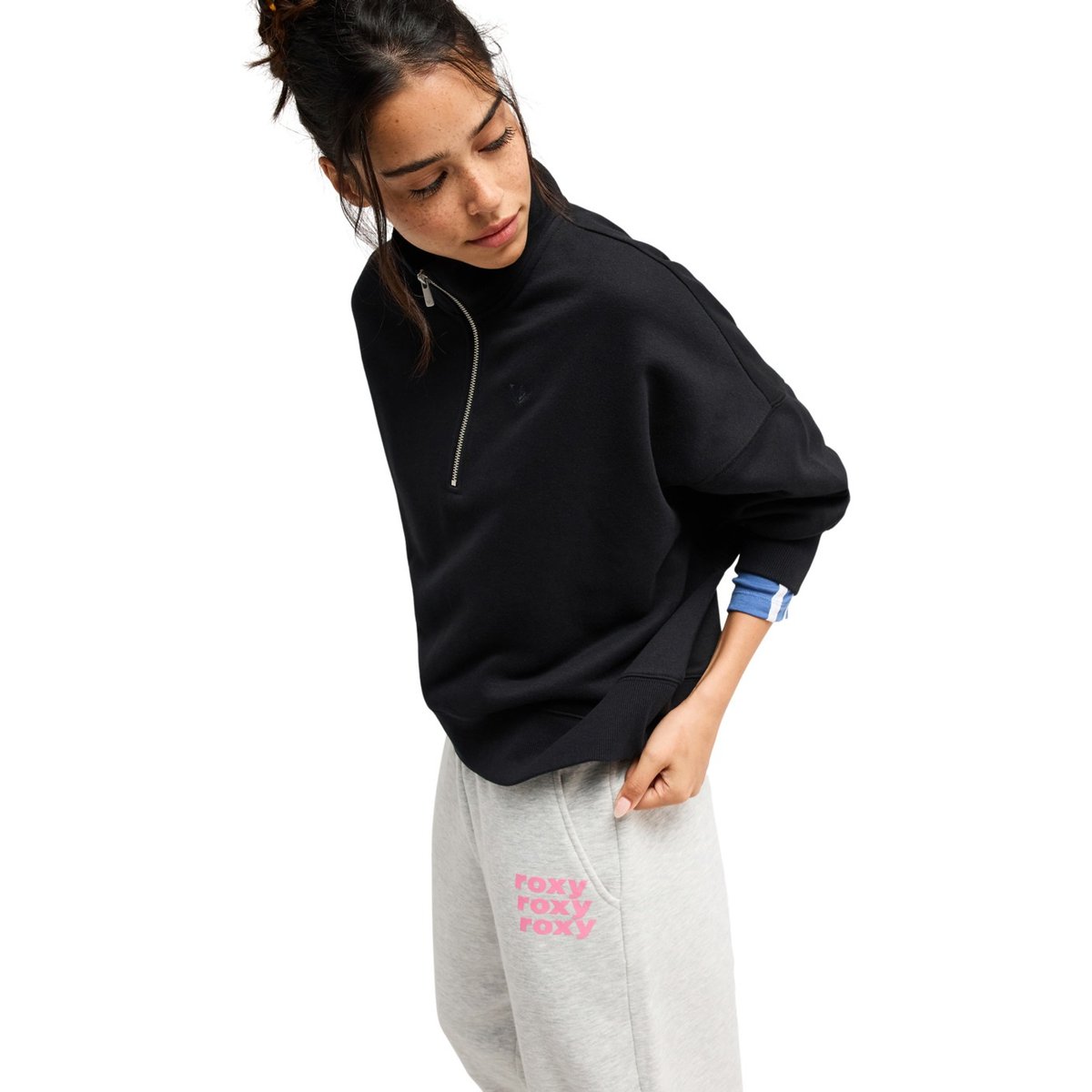 Sweat col montant EVERFREE. noir anthracite, ROXY