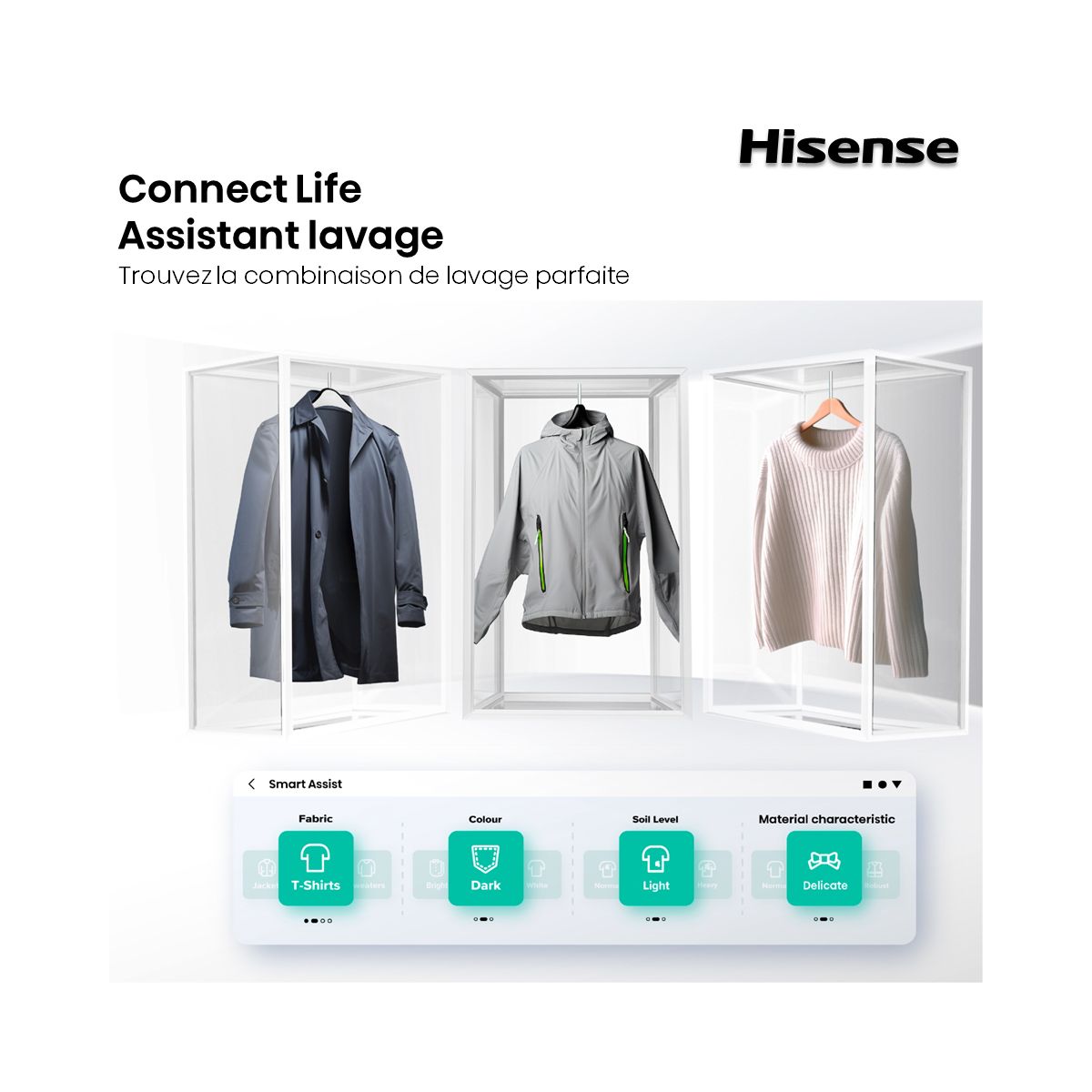 Lave linge hublot WF7S1247BB couleur unique, HISENSE