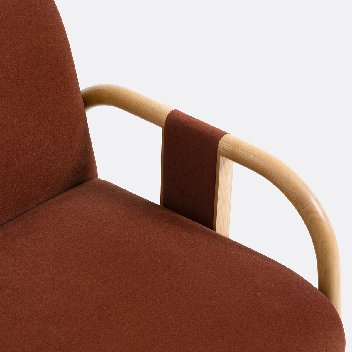 Fauteuil lounge, en velours et frêne, VINDY rouge, LA REDOUTE INTERIEURS