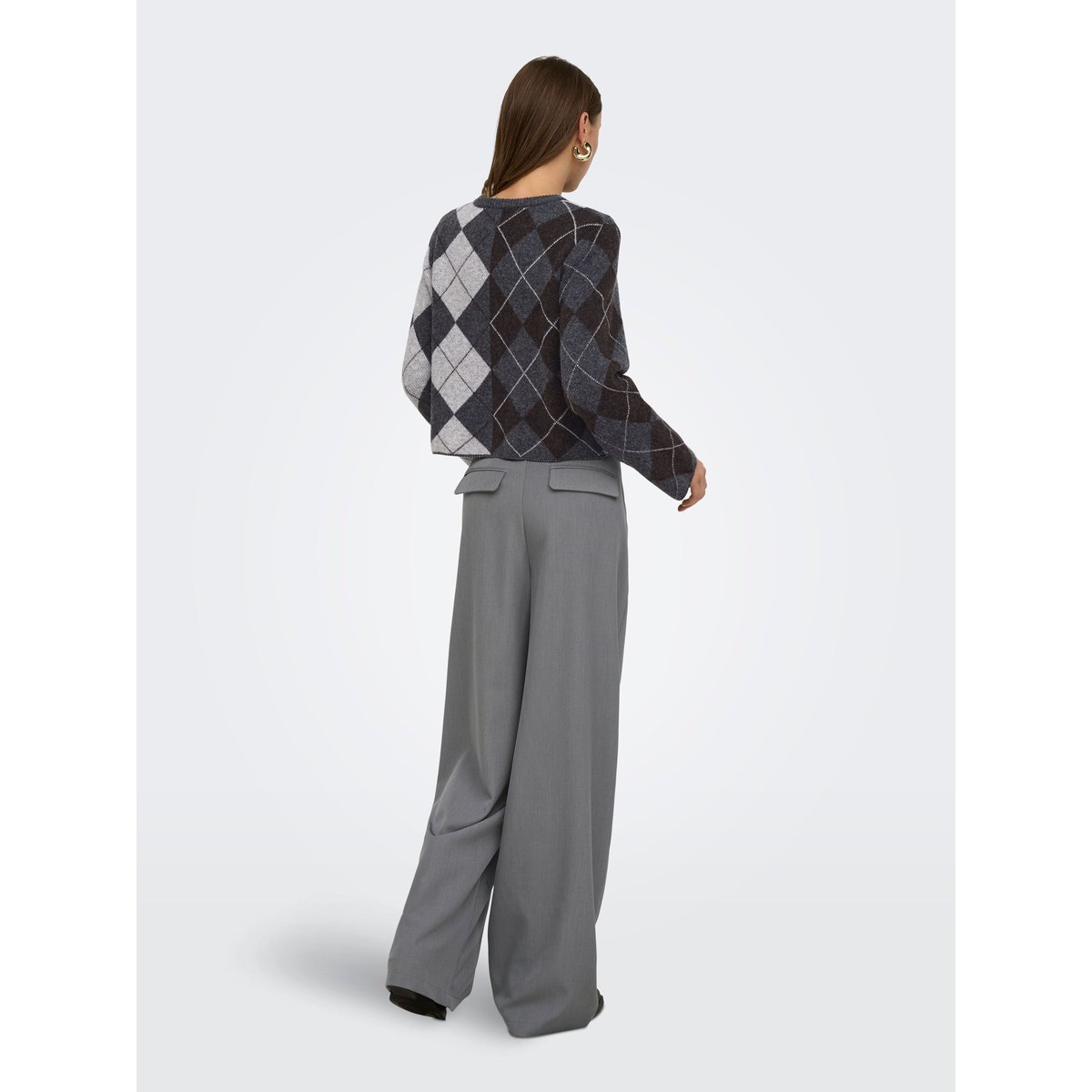 Pantalon À Jambe Large medium grey melange, ONLY