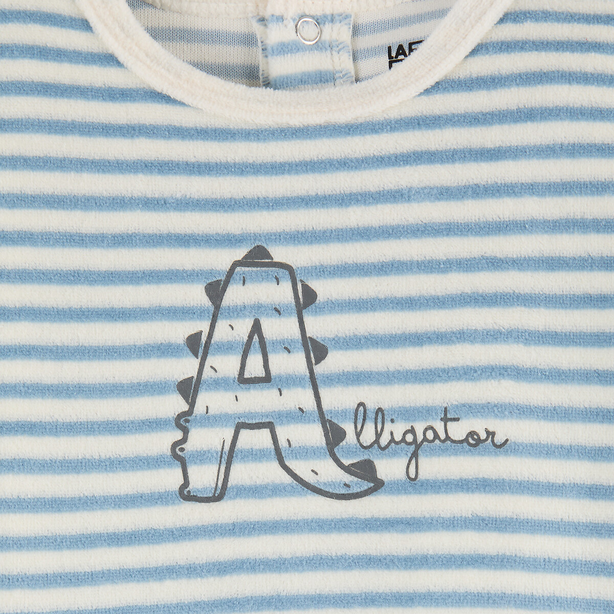 Lote de 3 pijamas de uma peça, às riscas, em veludo, com texto estampado no peito sortido, LA REDOUTE COLLECTIONS