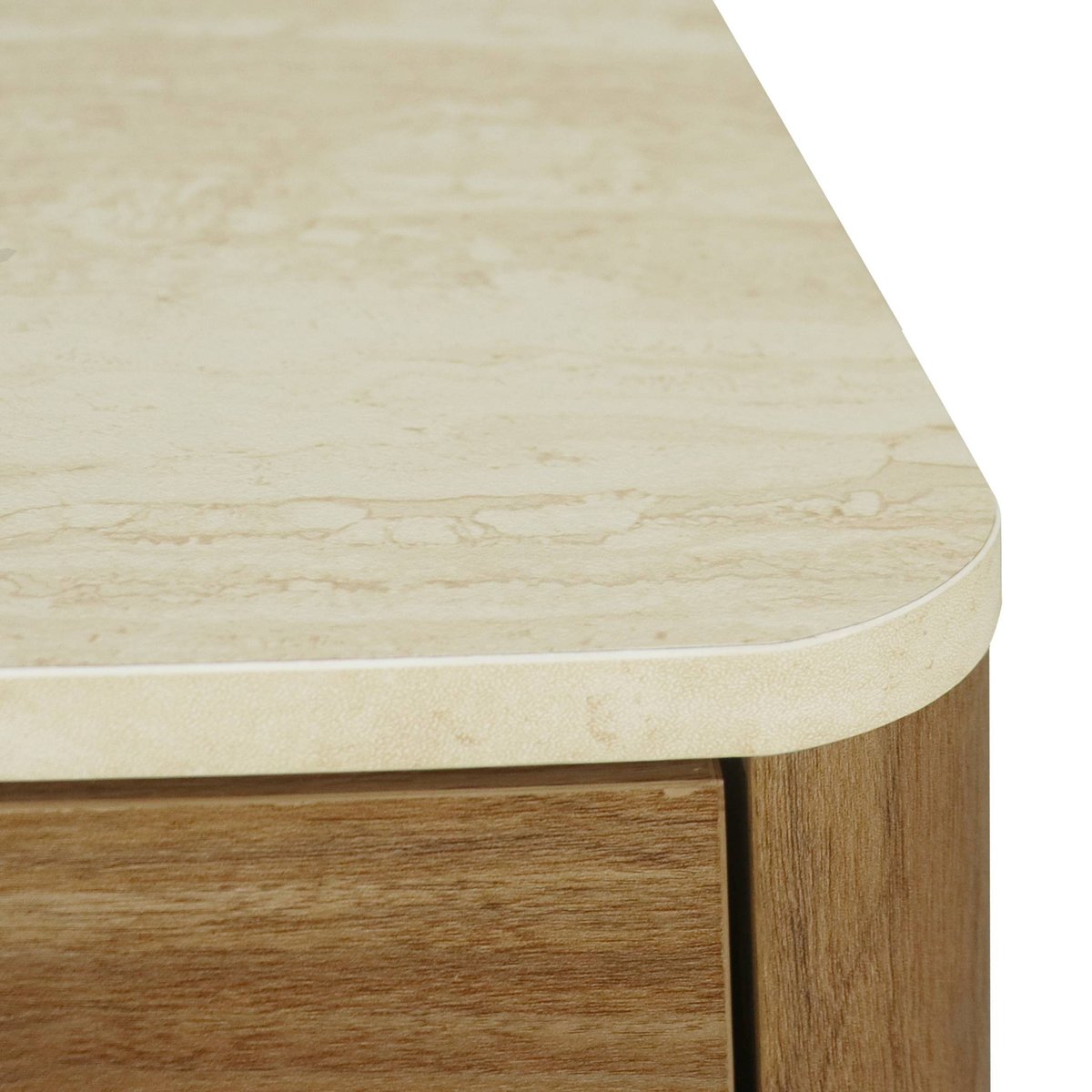 Buffet décor bois et effet travertin 3 portes 160cm ARETHA noyer, SWEEEK