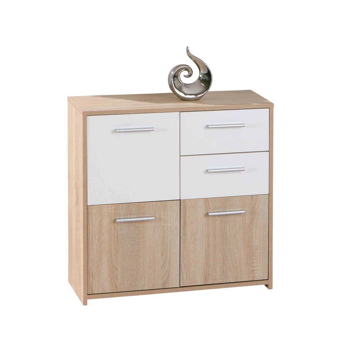 Commode 3 portes 2 tiroirs en bois bois clair, TERRE DE NUIT