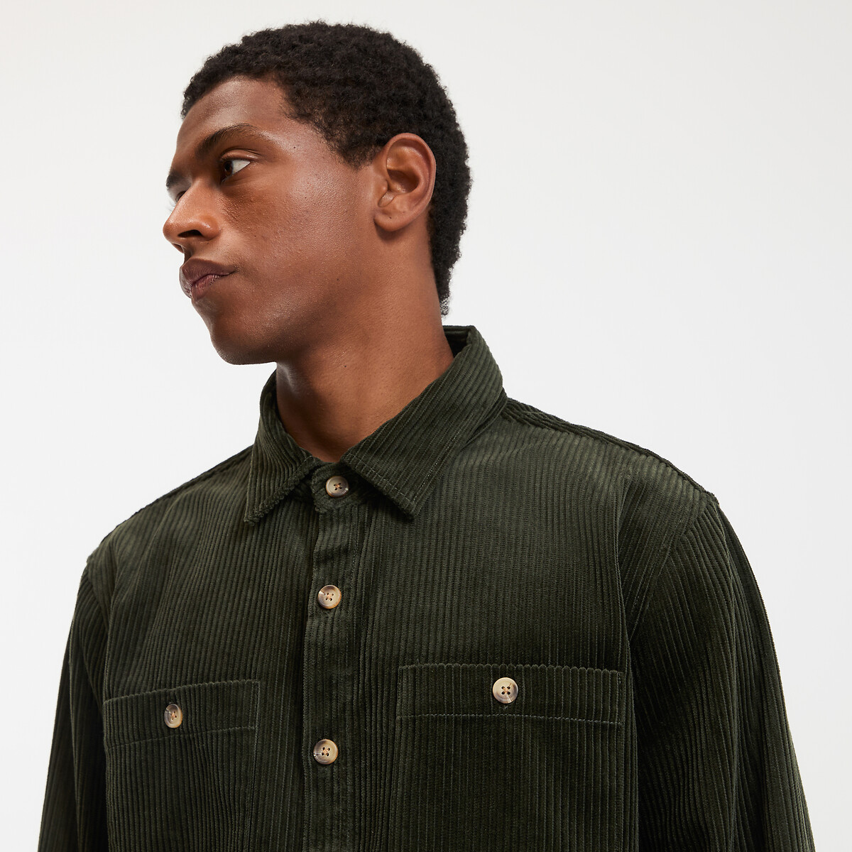 Corduroy Regular Fit Shacket khaki, LA REDOUTE COLLECTIONS