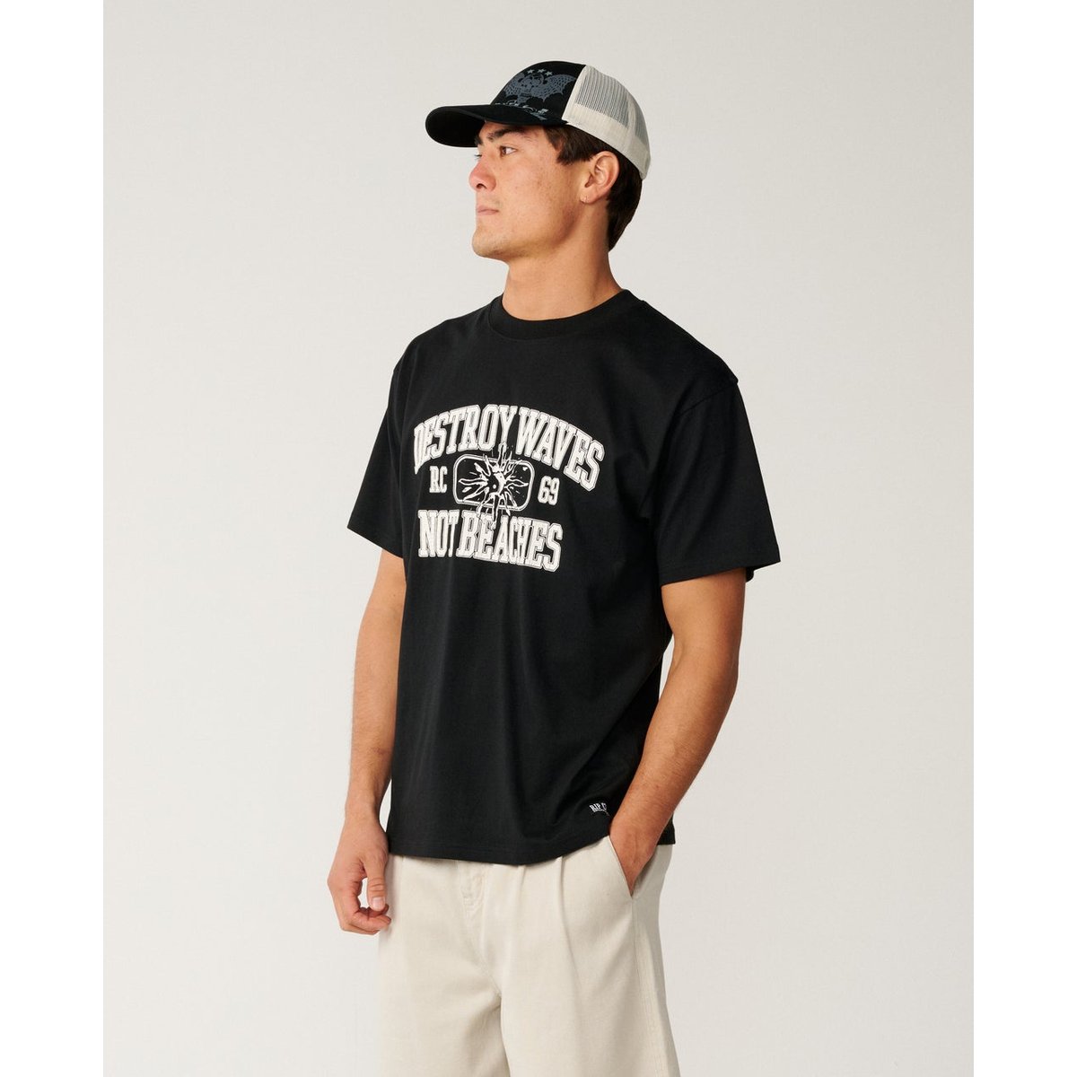 T-shirt Loose DISORDER Destroy WAVES black, RIP CURL