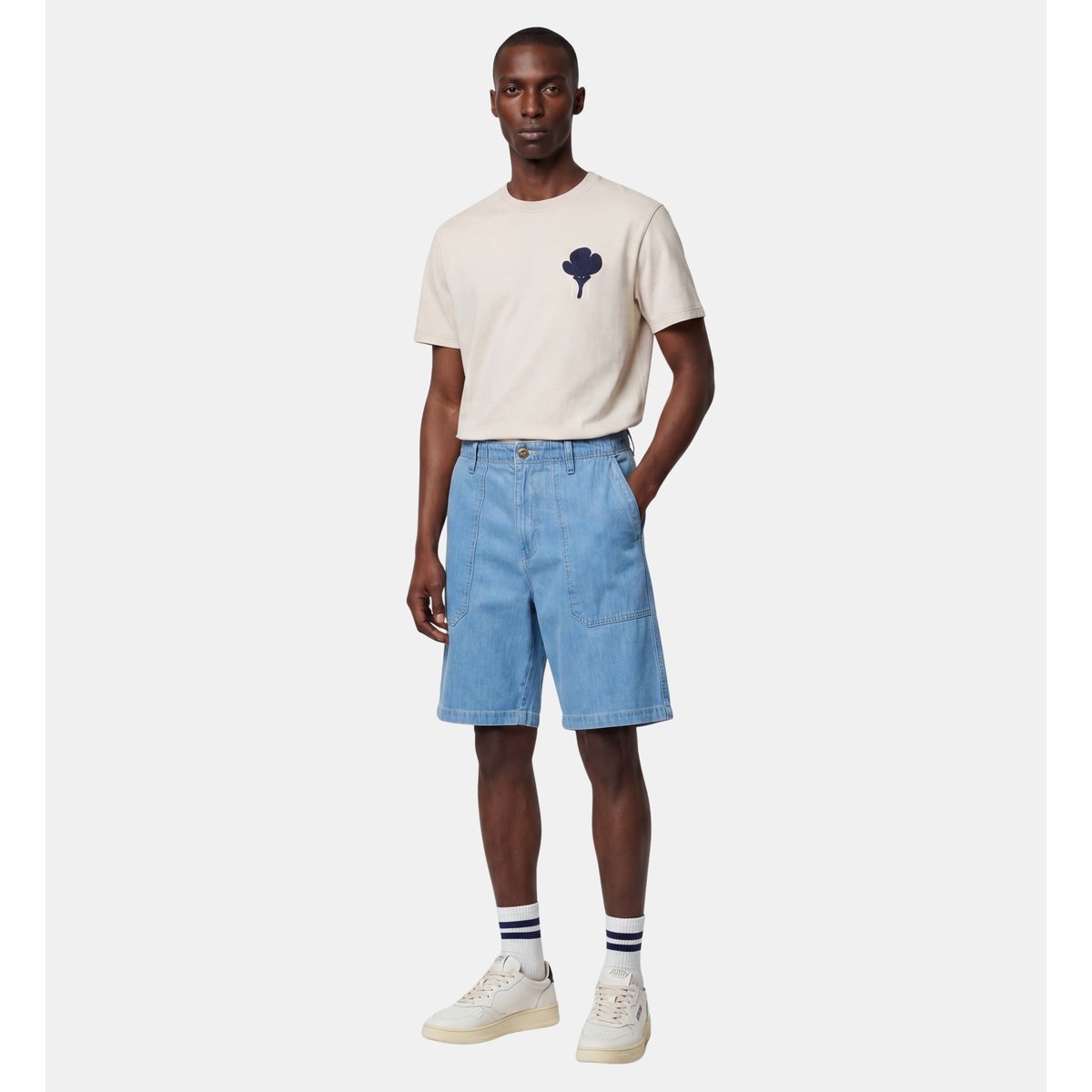 Bermuda termunim denim coton bio bleu jean délavé, GALERIES LAFAYETTE