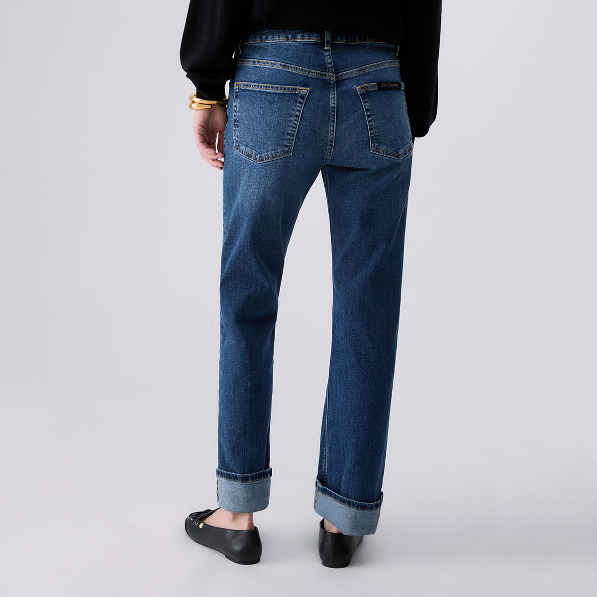 Jean droit avec revers denim bleu, LIU JO