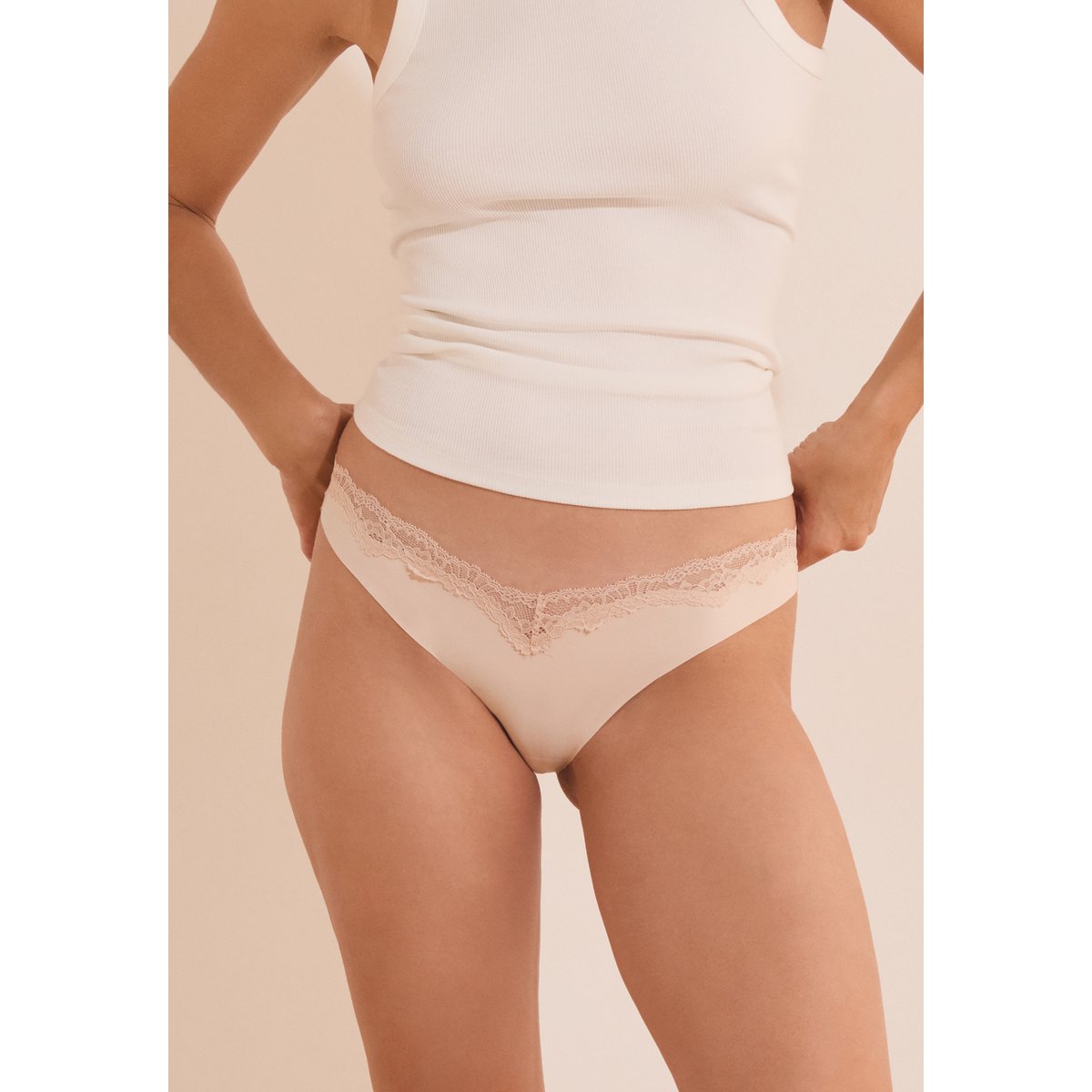 Culotte avec détail dentelle FARA lin, ETAM