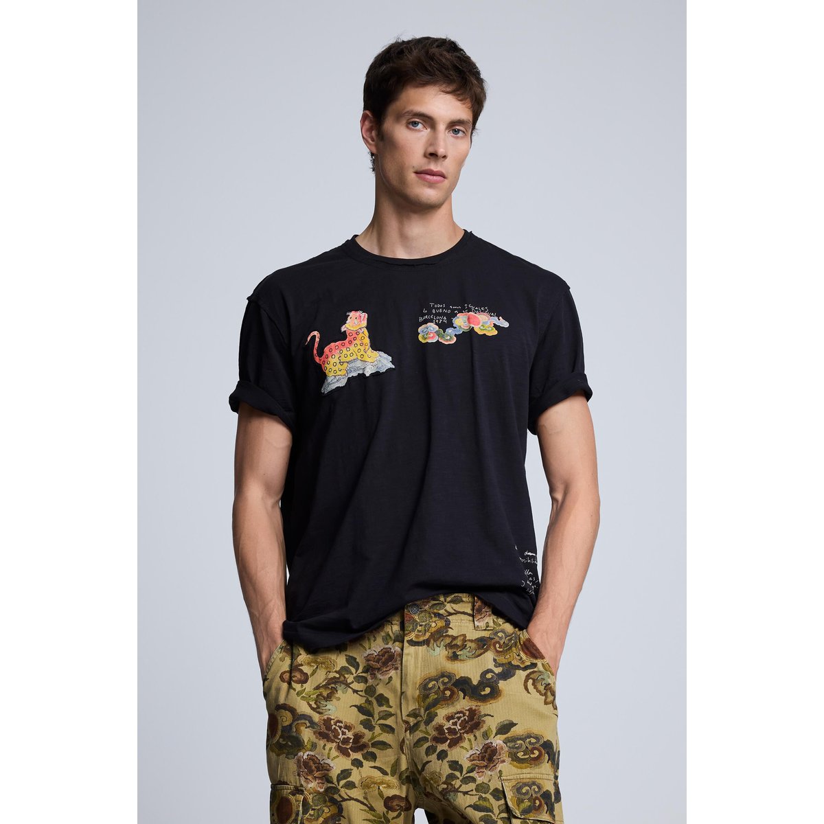 T-shirt imprimé noir, DESIGUAL