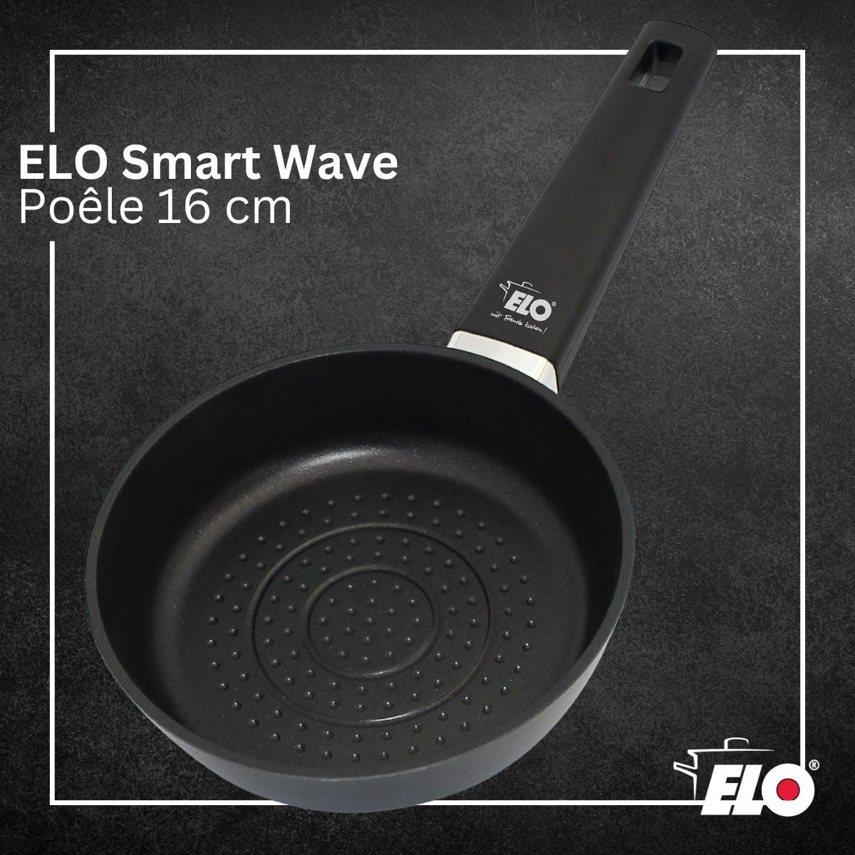 Poêle 16 cm antiadhésive sans PFAS SMART WAVE noir, ELO