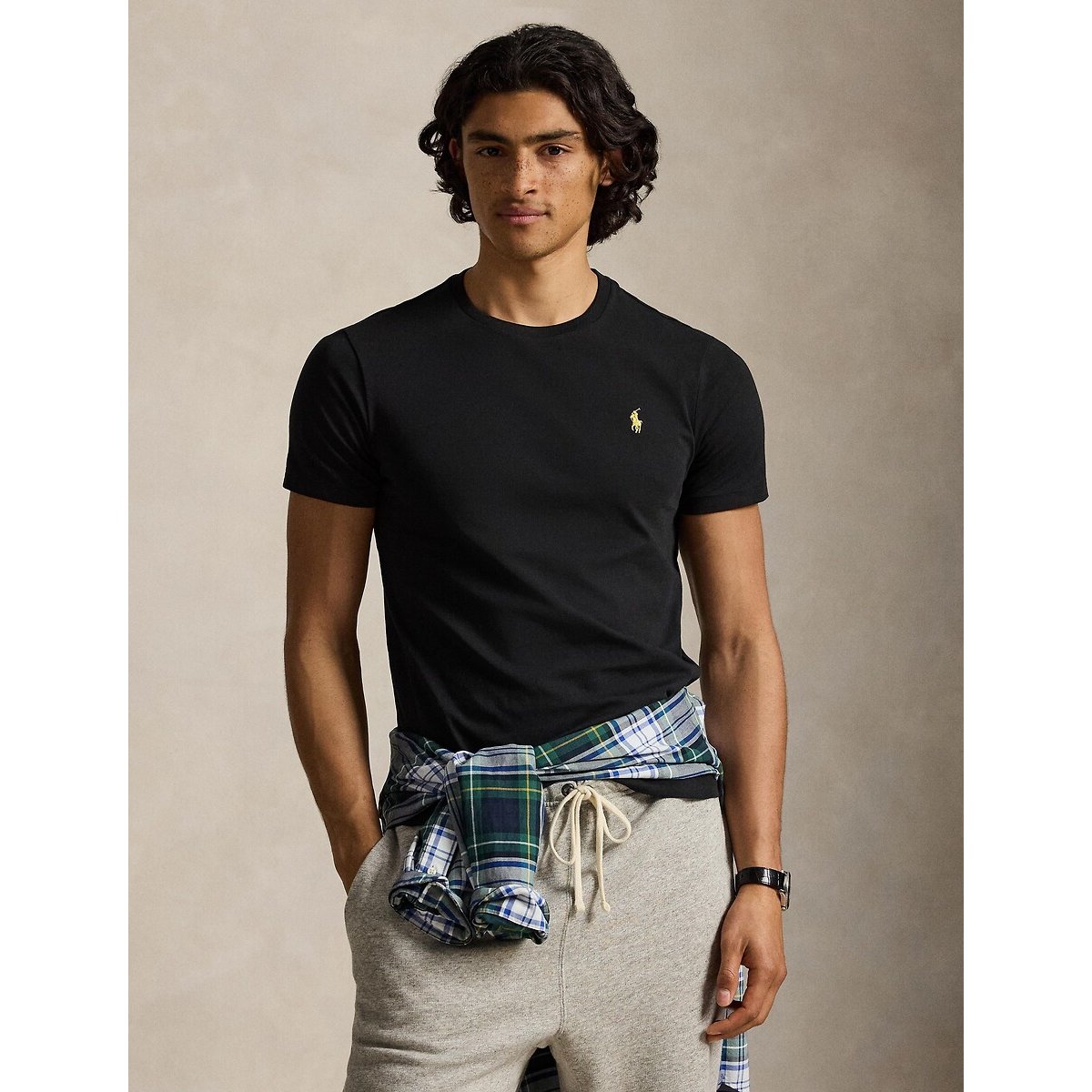 T-shirt de manga curta, CUSTOM SLIM FIT preto , POLO RALPH LAUREN