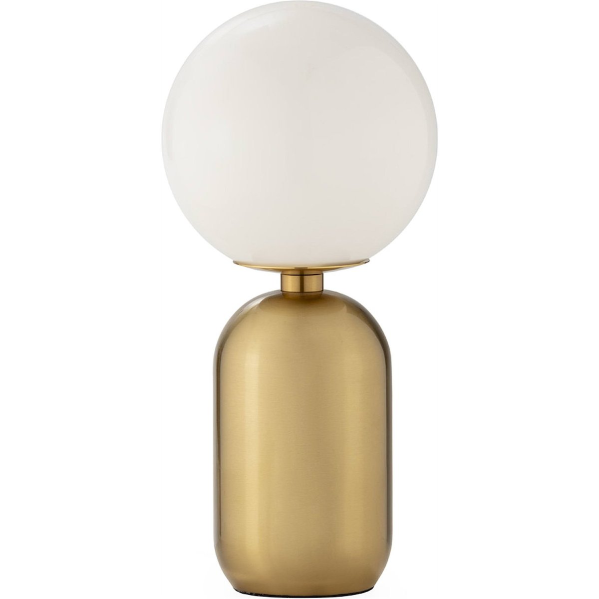 Lampe de table en métal et verre doré avec globe blanc opale, RECOLLECTION