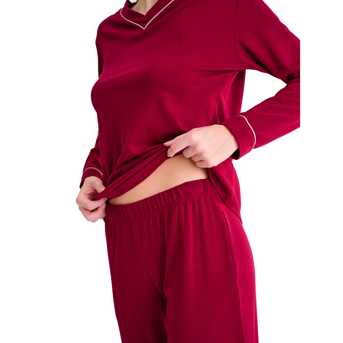Pyjama pantalon top manches longues TARA rouge, LISCA
