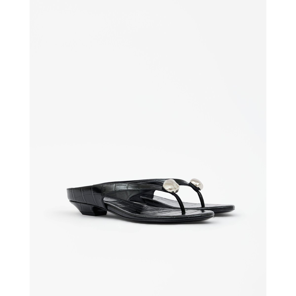 Mules à ornement bijou argenté CRISTO noir, MI MAI