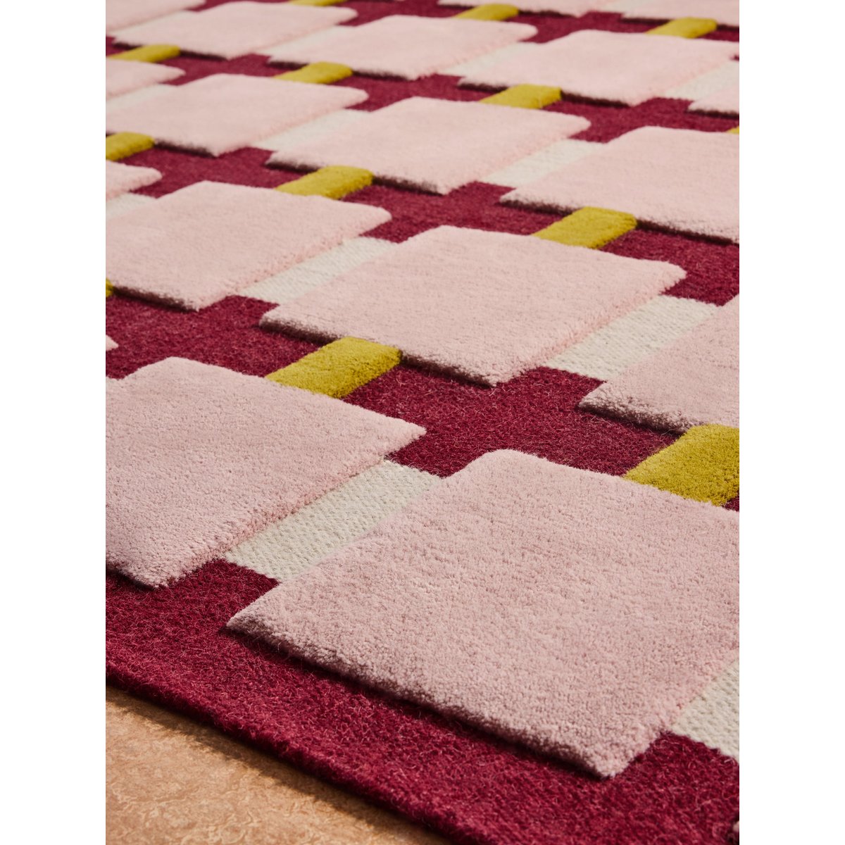 Tapis de salon et chambre en laine RORY rose, NOVATREND