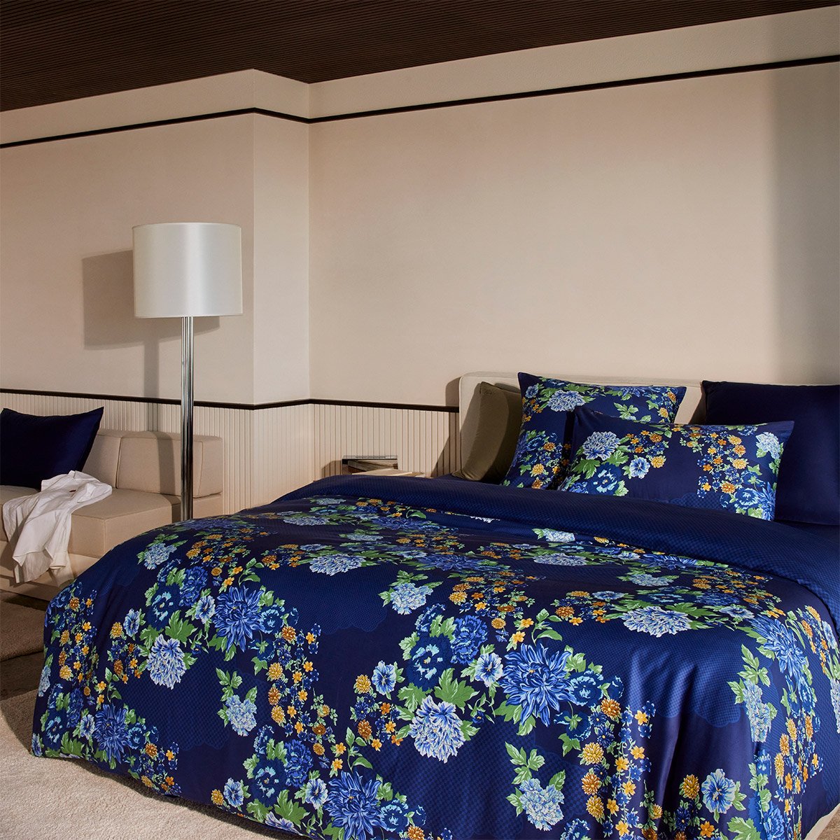 Drap housse en satin, K DAHLIA multicolore, KENZO HOME