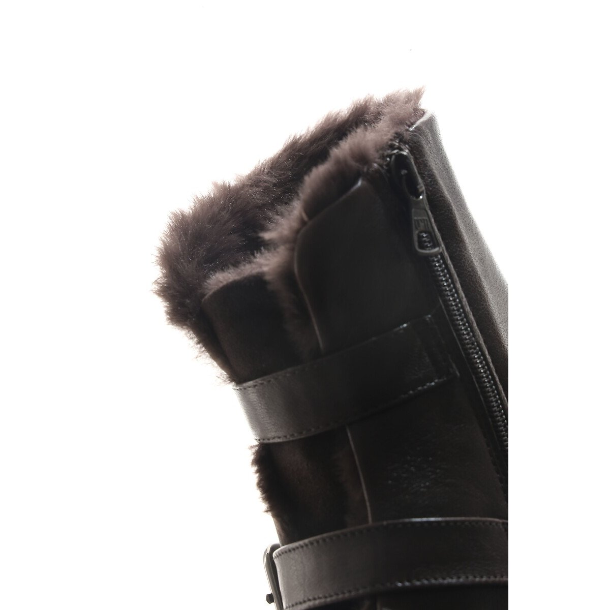 Botas em pele forradas castanho escuro, MJUS