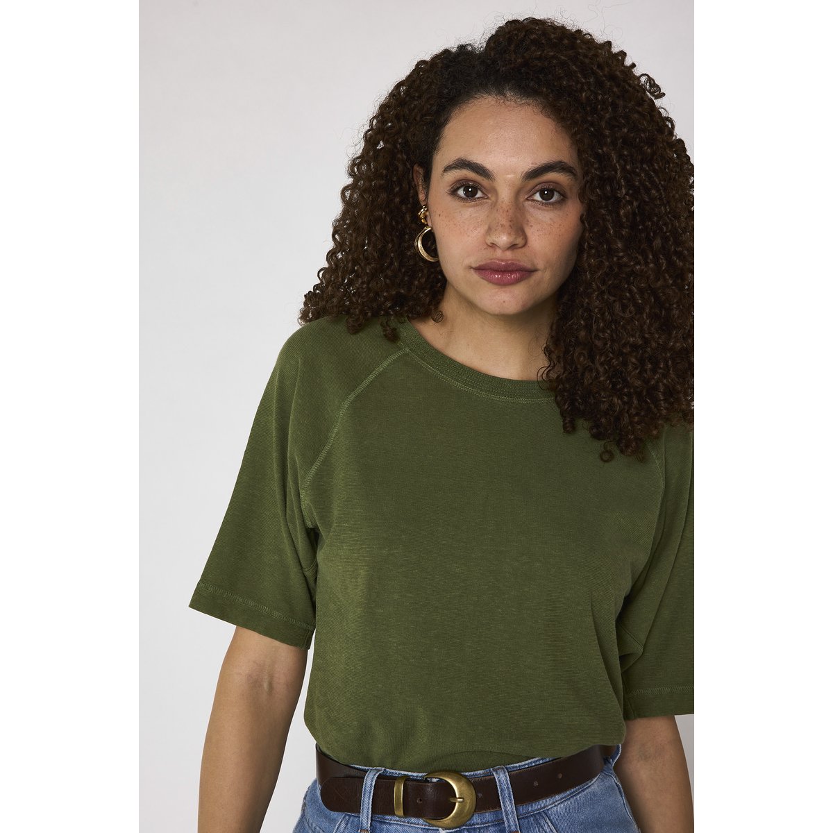 T-shirt manches courtes en chanvre et coton LIGHT vert, Maison 123