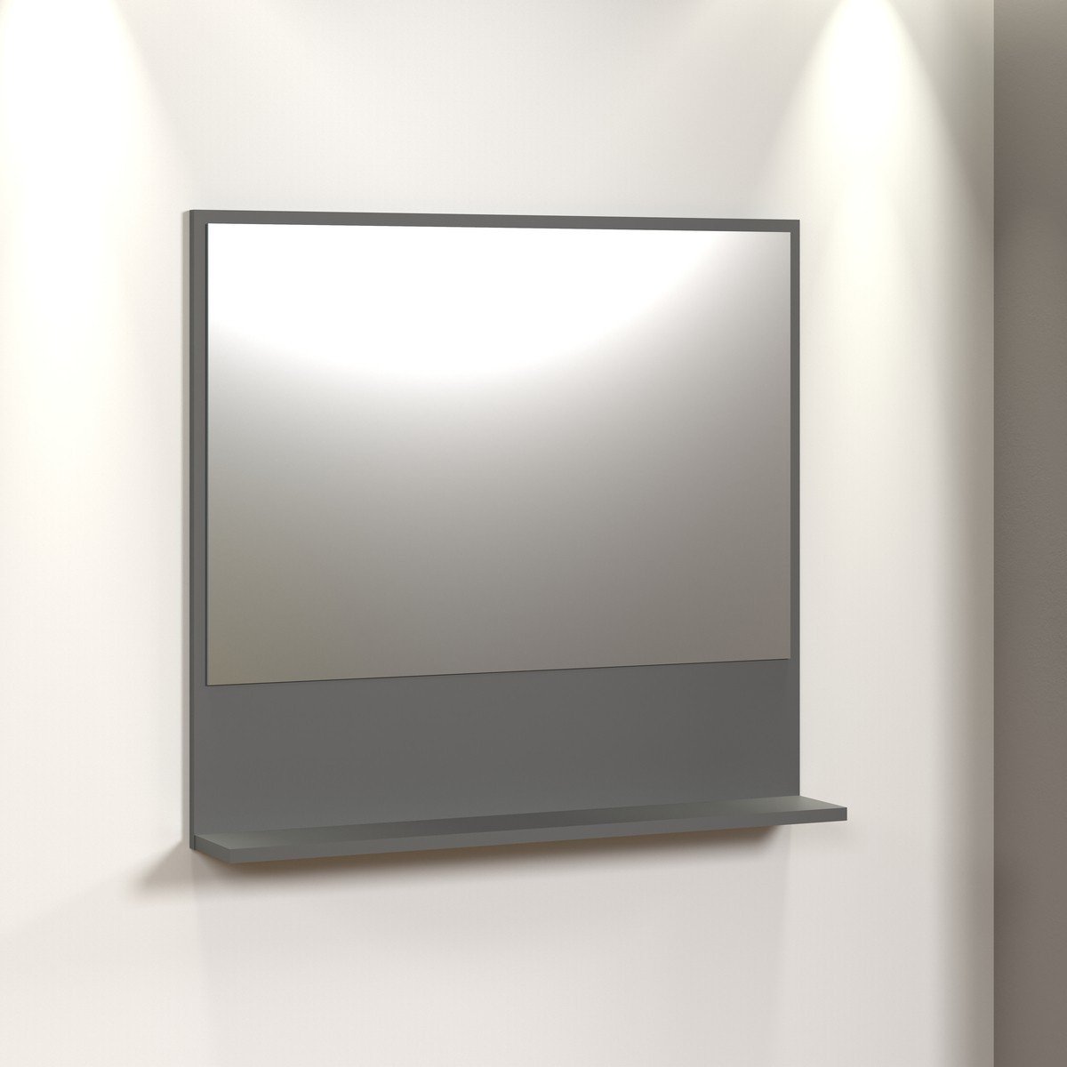 Miroir mural avec 1 tablette L80 cm - PUREBLISS gris anthracite, CALICOSY
