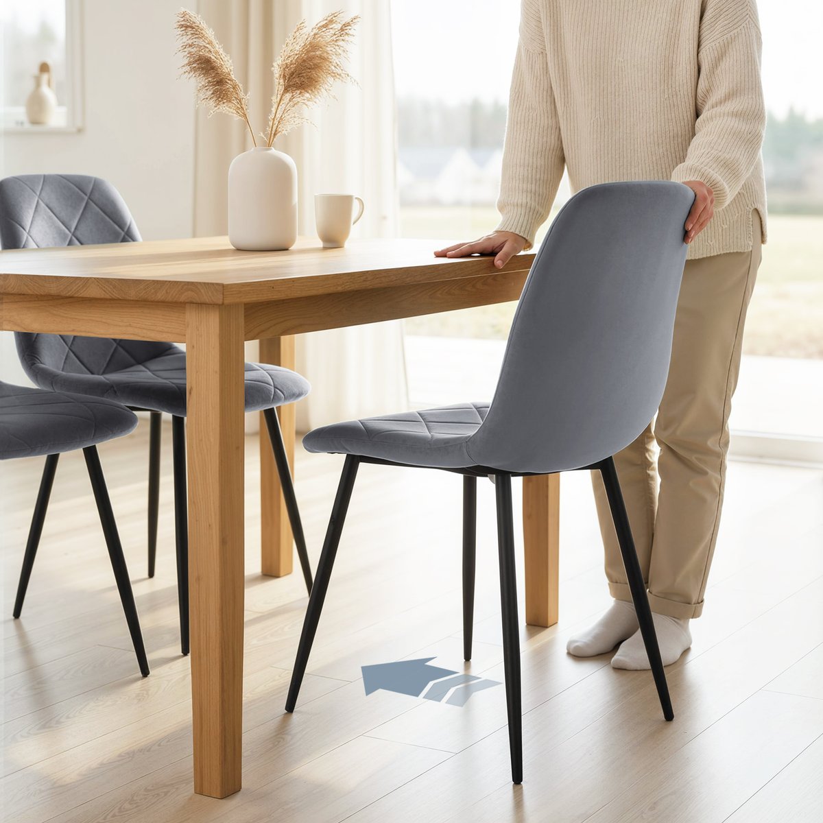 Chaise de salle à manger Polyester Gris gris, HOMCOM
