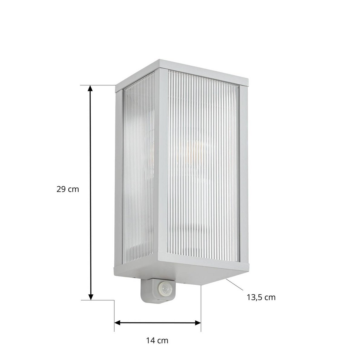 Applique extérieure en aluminium moderne gris, transparent et strié, LINDBY